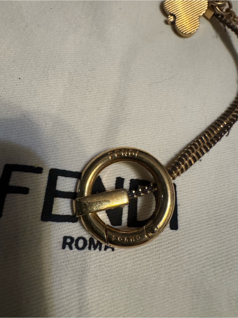 Fendi x Chaos Gold-Tone FF Charm Ring Necklace - Picture 3 of 4